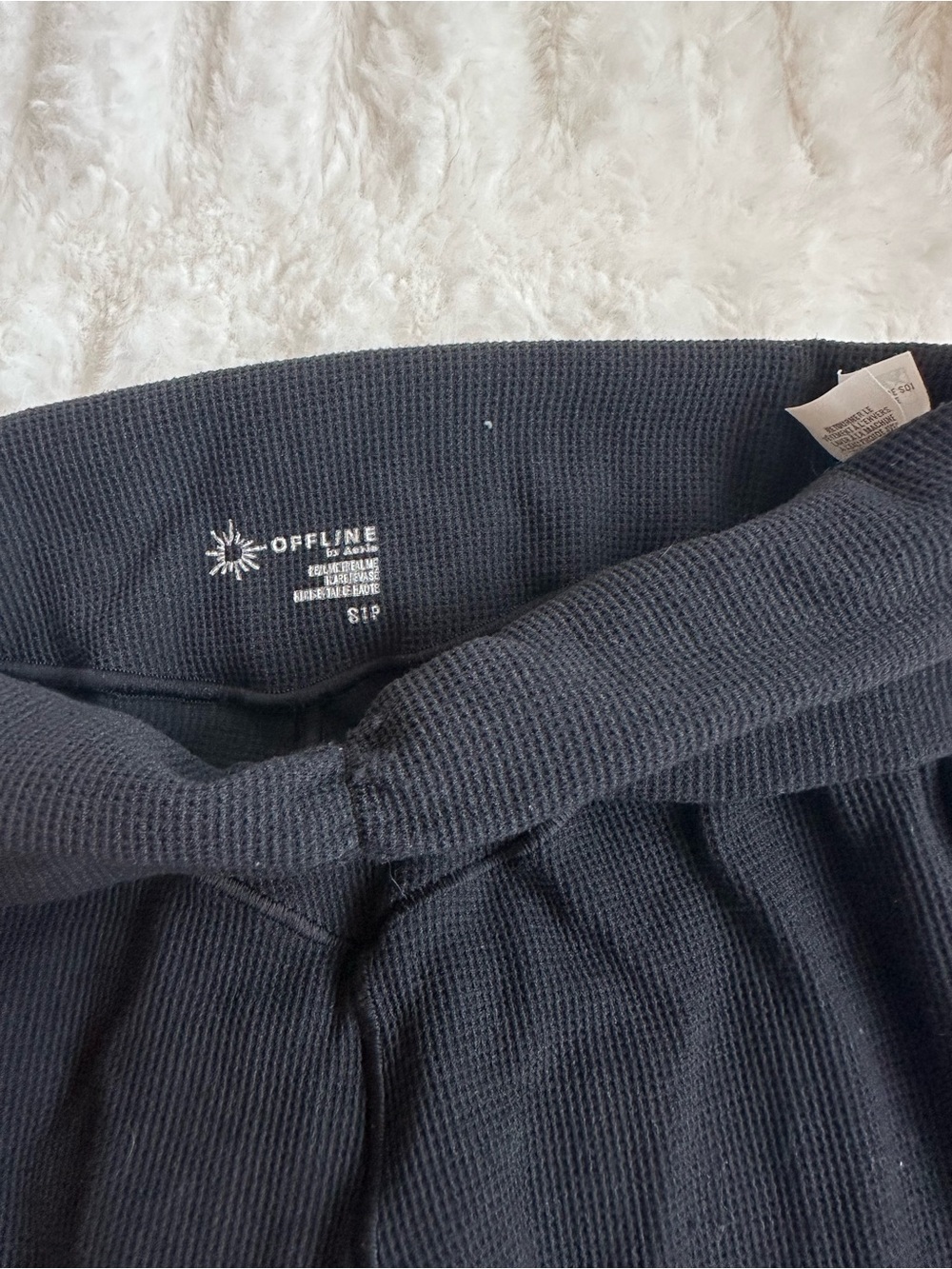 Aerie Offline Black Fold-Over Waist Flared Lounge Pants Size S - Picture 3 of 4
